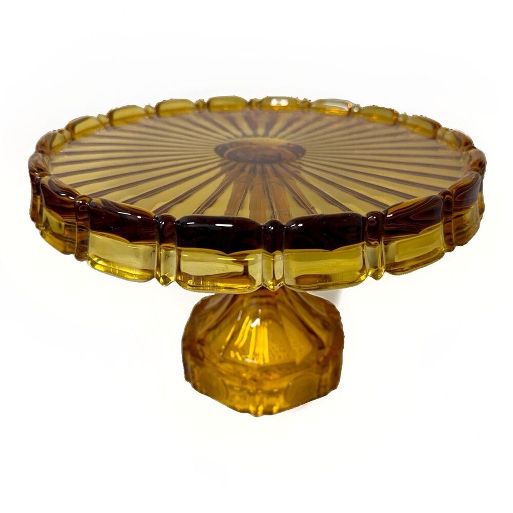 Fostoria Amber Glass Pedestal Cake Stand.